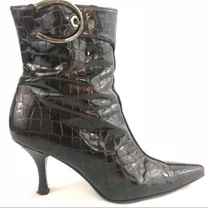 Stuart Weitzman Brown Zip Up Ankle Boots Heel 7.5M